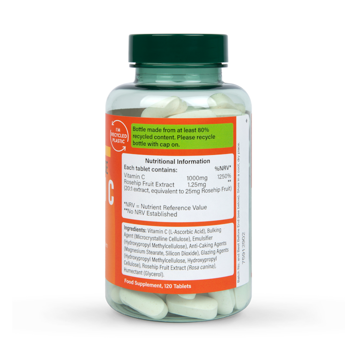 Holland & Barrett Timed Release Vitamin C with Rose Hips 120 Caplets 1000mg image 2