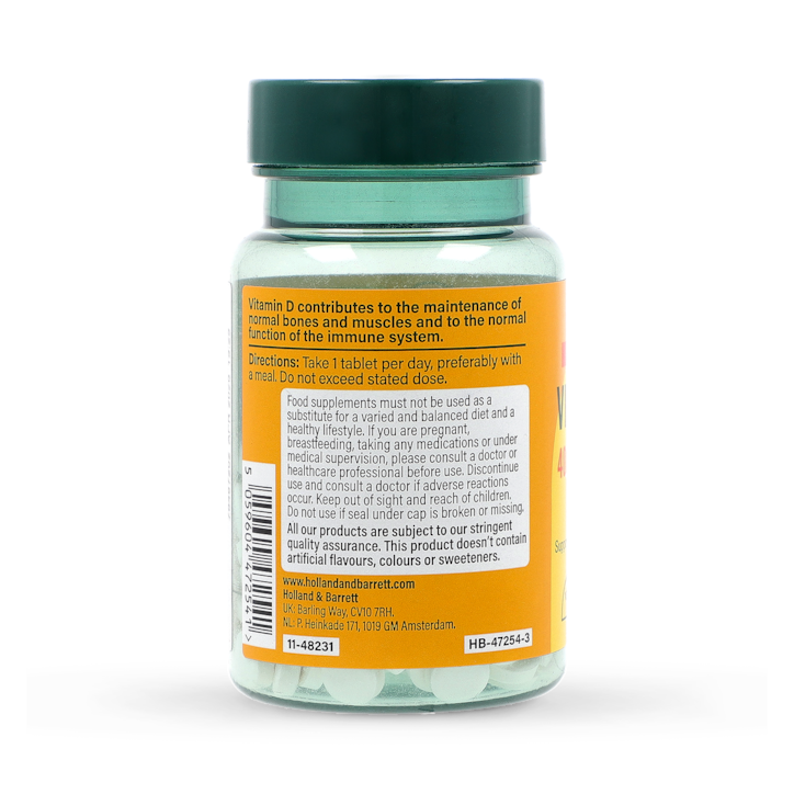 Holland & Barrett Vitamin D3 4000 I.U. 100ug 120 Tablets image 3