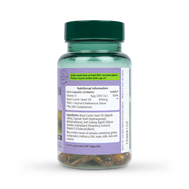 Holland & Barrett Black Seed Oil +Vit D 60 Capsules image 3