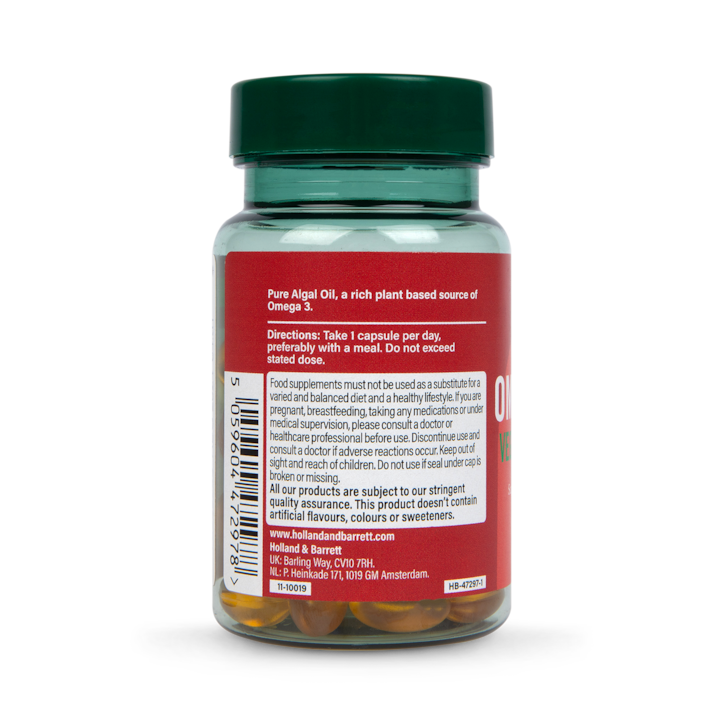 Holland & Barrett Vegan Omega 3 Oil 500mg 60 Capsules image 2