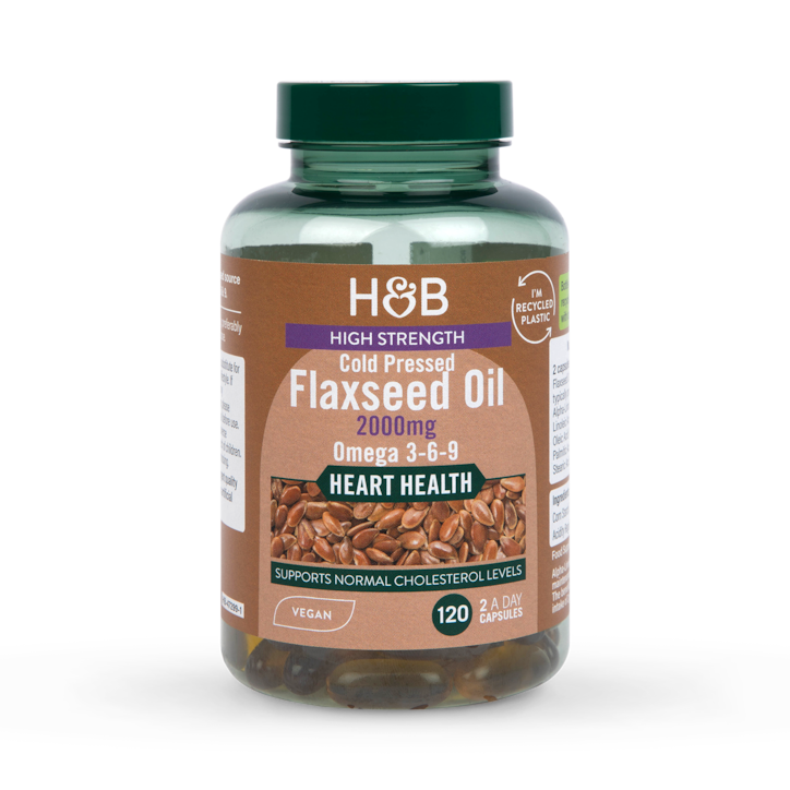 Holland & Barrett Vegan High Strength Flaxseed Triple Omega 3-6-9 Oil 120 Capsules image 1