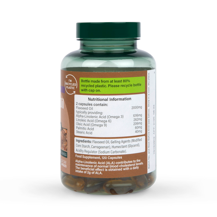 Holland & Barrett Vegan High Strength Flaxseed Triple Omega 3-6-9 Oil 120 Capsules image 3