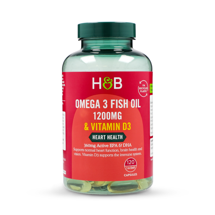 Holland & Barrett Omega 3 Fish Oil + D3 1200mg 120 Capsules image 1