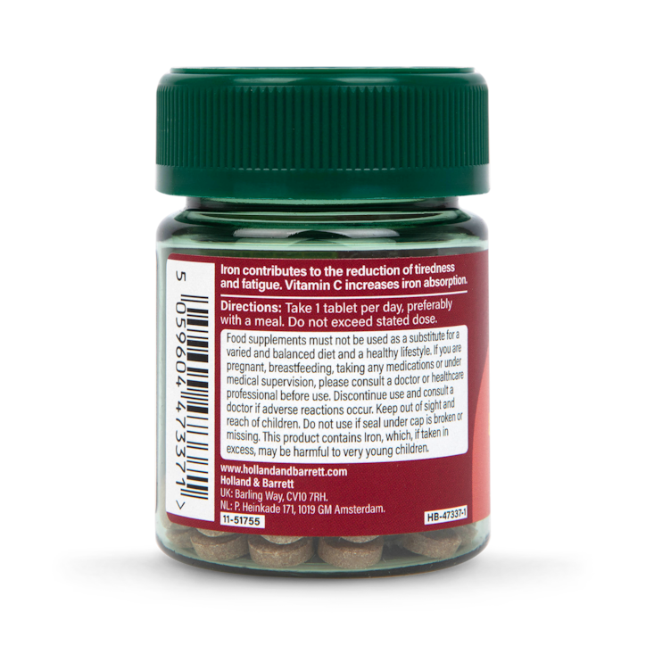 Holland & Barrett Iron & Vitamin C 14mg 30 Tablets image 2