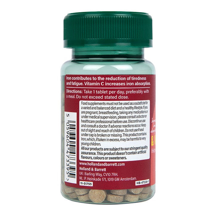 Holland & Barrett Iron & Vitamin C 14mg 180 Tablets-2