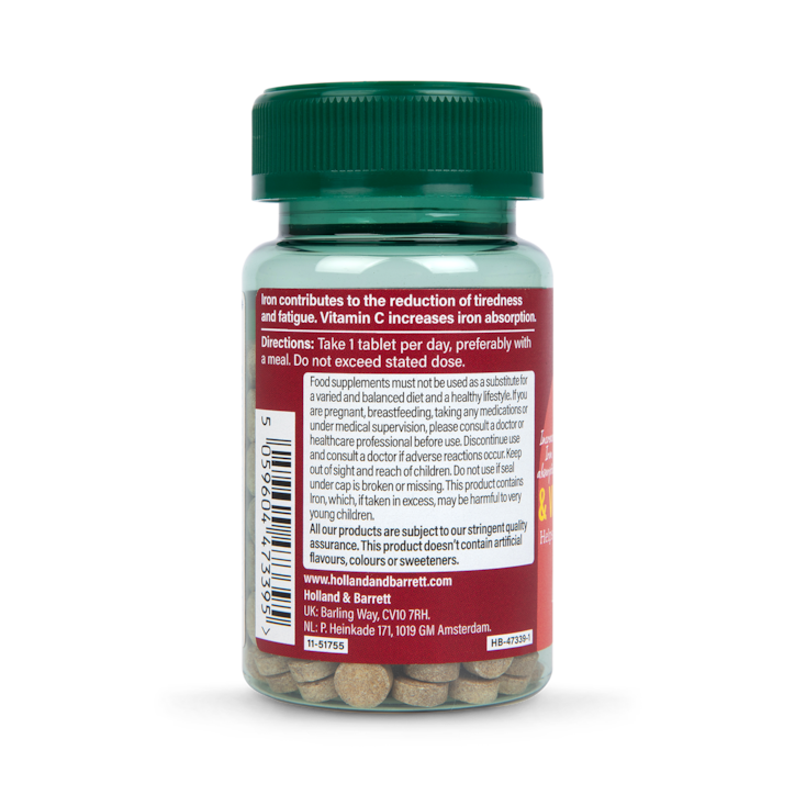 Holland & Barrett Iron & Vitamin C 14mg 180 Tablets image 2