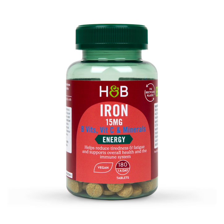Holland & Barrett Iron + B Vits, Vit C & Minerals 15mg 180 Tablets image 1