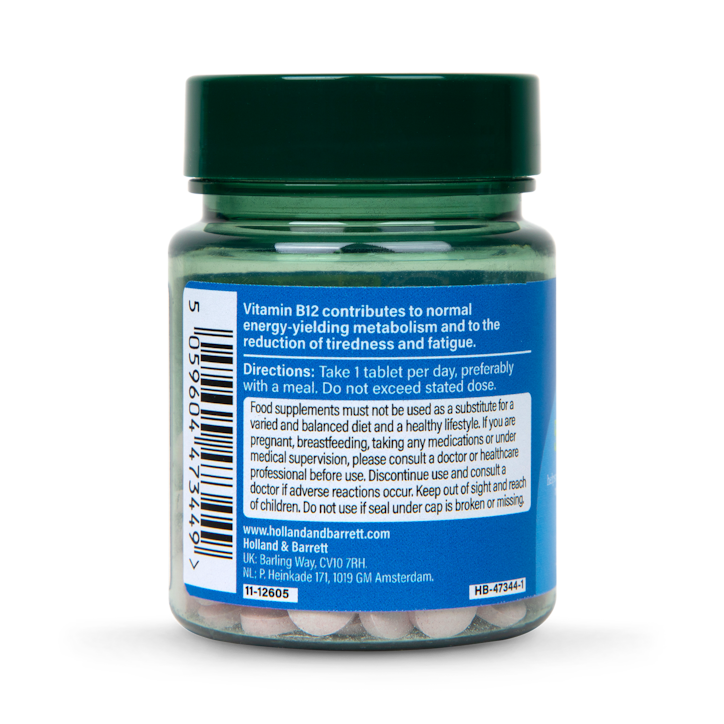 Holland & Barrett Vitamin B12 + Cyanacobalamin 500ug 120 Tablets image 2