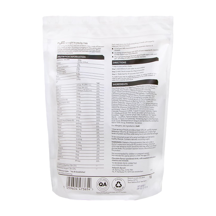 NU26 Nutritionally Complete Real Food Chocolate Shake 1kg-2