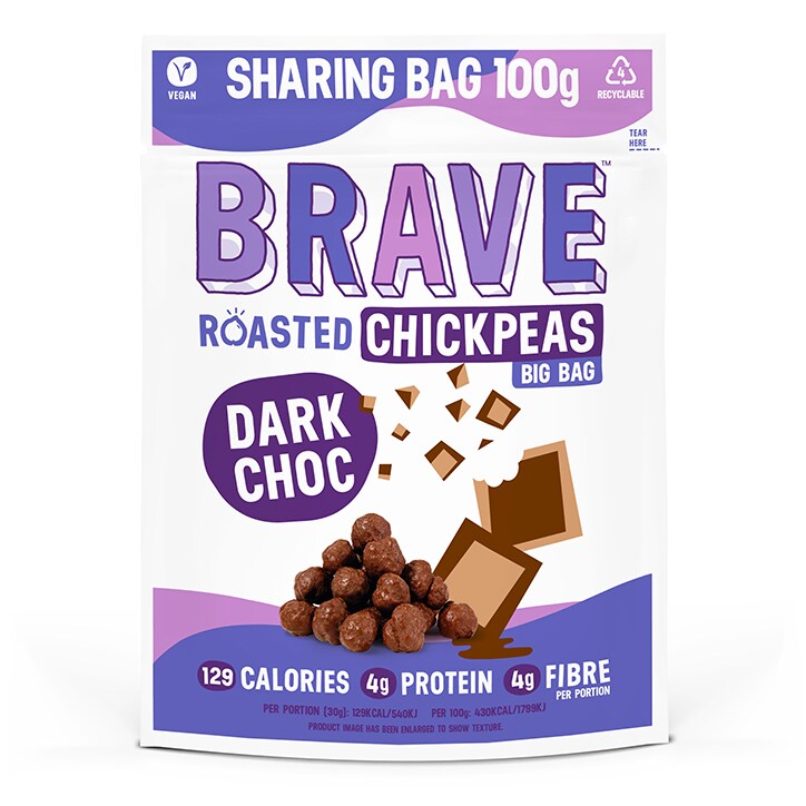 BRAVE Roasted Chickpeas Dark Chocolate 100g image 1