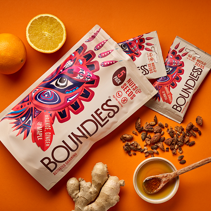 Boundless Orange, Ginger & Maple Activated Snacking Multipack 5 x 30g image 4