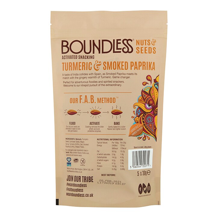 Boundless Turmeric & Smoked Paprika Activated Snacking Multipack 5 x 30g image 2