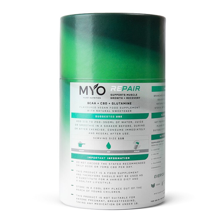 MYO Plant Nutrition Repair BCAA, CBD & Glutamine Pineapple & Peach 250g image 3