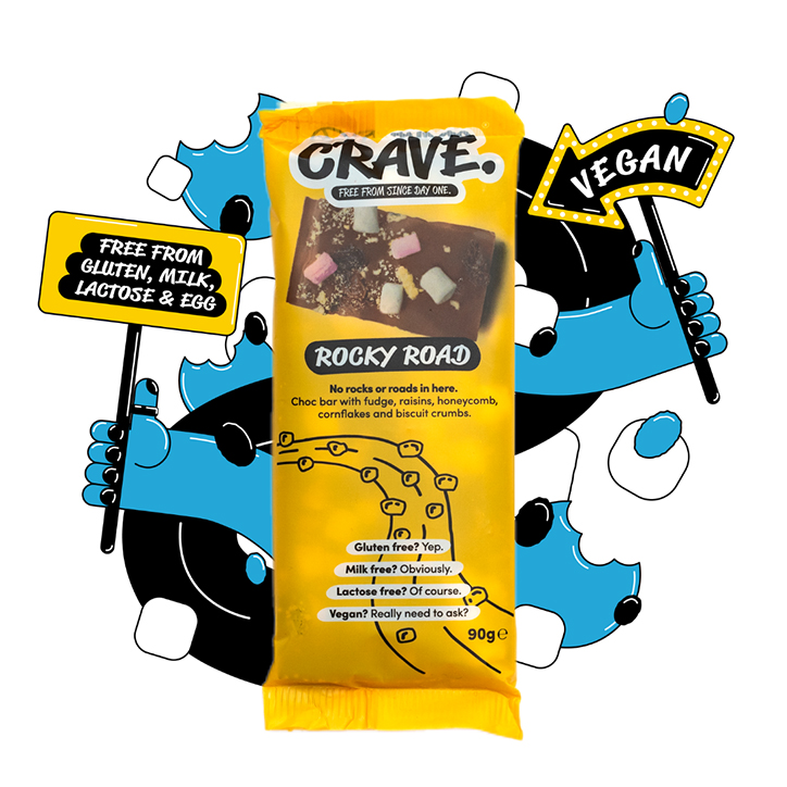 CRAVE Rocky Road Chocolate Bar 90g image 2
