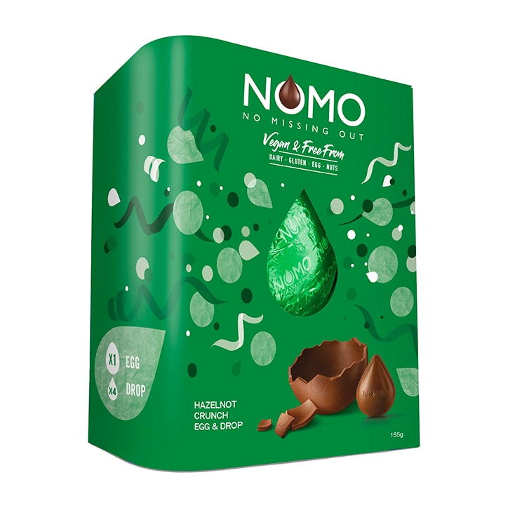 NOMO Vegan Hazelnot Easter Egg & Chocolate Drops 155g image 1