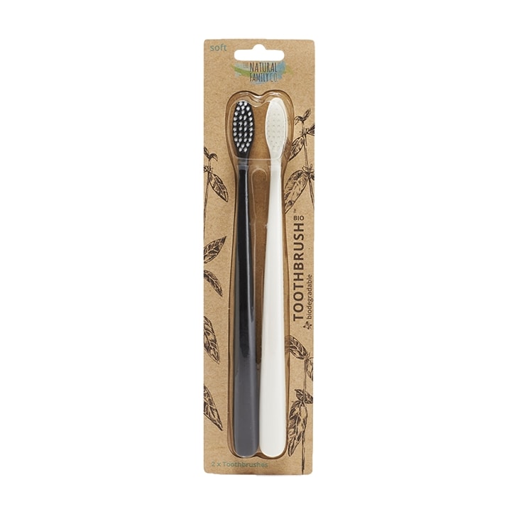 The Natural Family Co. Bio Toothbrush Twin Pack - Pirate Black & Ivory Desert-1