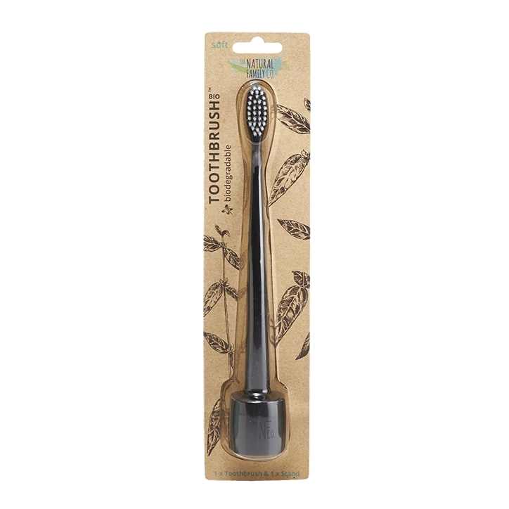 The Natural Family Co. Bio Toothbrush & Stand - Pirate Black-1