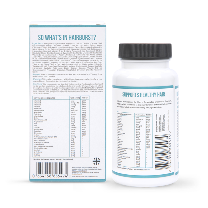 Hairburst Hair Vitamins For Men 60 Capsules 1 Month Supply image 2