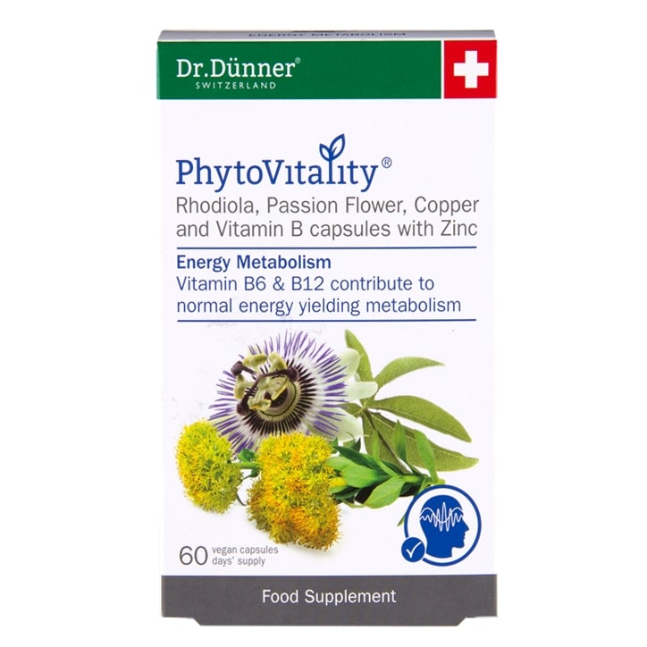 Dr Dunner PhytoVitality Rhodiola, Passion Flower, Copper and Vitamin B with Zinc 60 Capsules-1