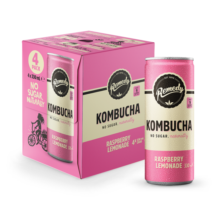 Remedy Kombucha Raspberry Lemonade 4 x 330ml image 1