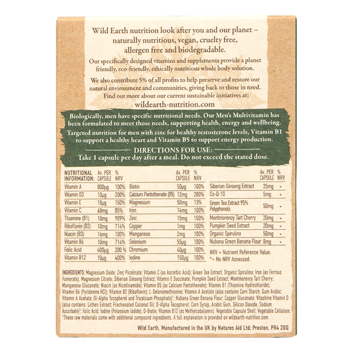 Wild Earth Multivitamin & Minerals For Men 30 Capsules image 2