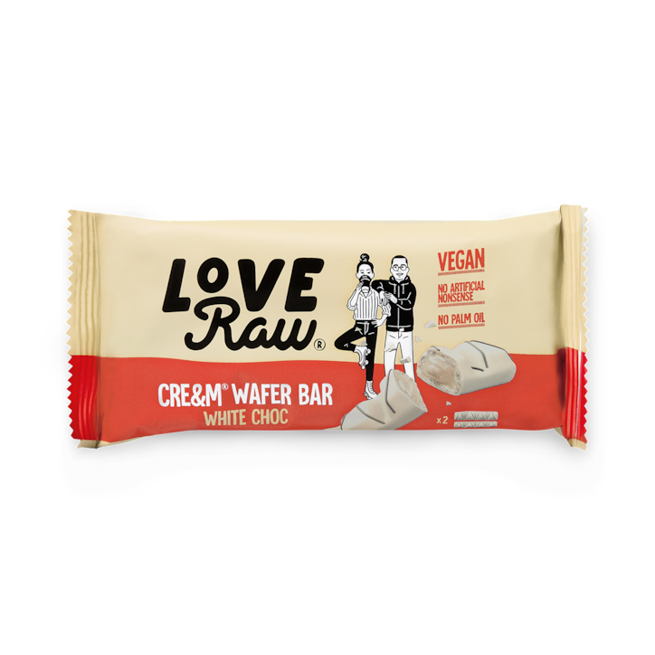 Love Raw 2 Vegan White Chocolate Cre&m Wafer Bars 44g image 1