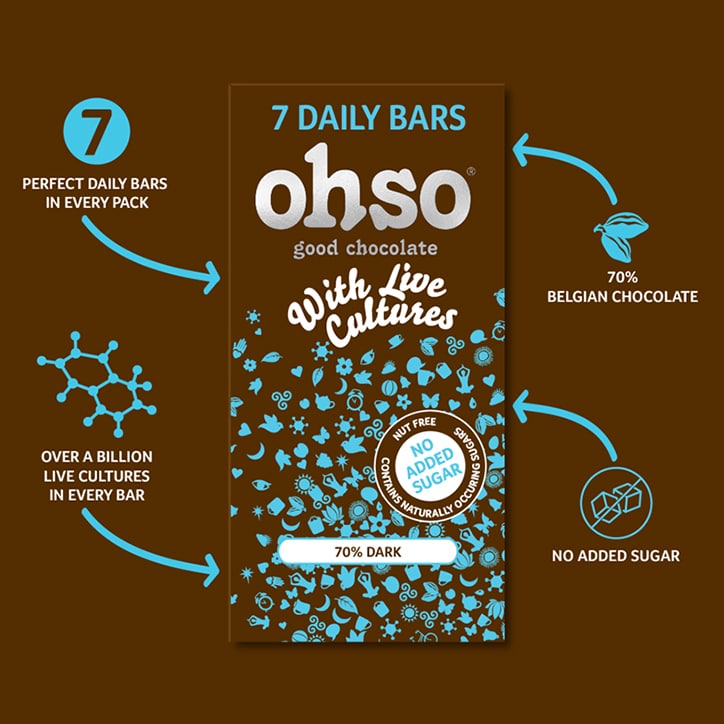 Ohso 70% Dark Chocolate Bar No Added Sugar 7 x 13.5g image 2