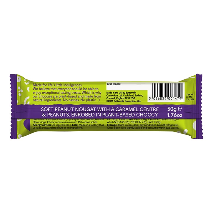 Buttermilk Plant Powered Peanut Nougat Caramel Snack Bar 50g-2