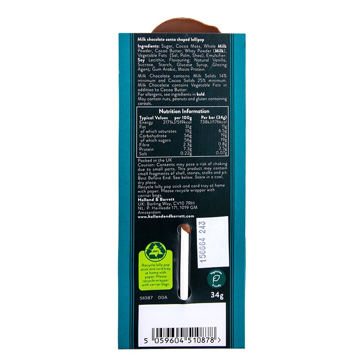 Holland & Barrett Milk Chocolate Santa 34g image 2