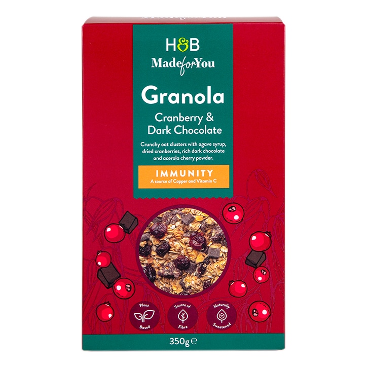 Holland & Barrett Made for You Cranberry & Dark Chocolate Immunity Granola 350g-1