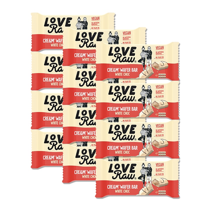 Love Raw Vegan White Chocolate Cre&m Wafer 12 x 44g