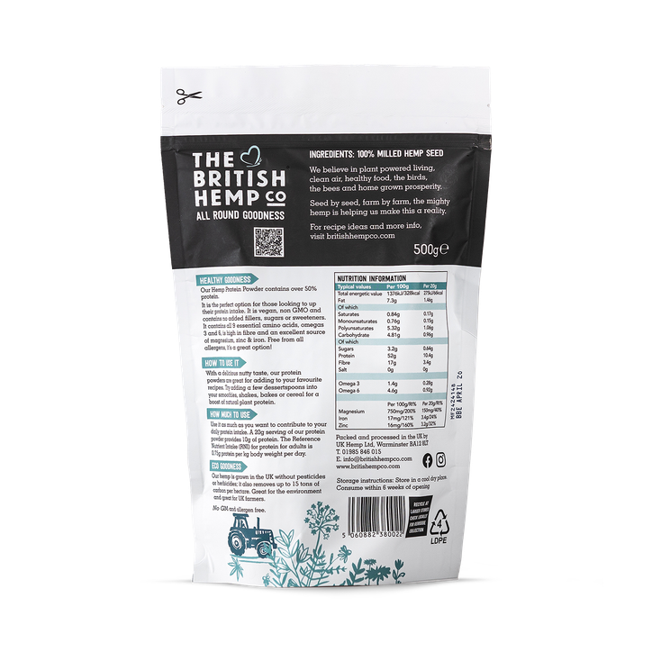 The British Hemp Co Hemp protein powder 50% - 500g image 2