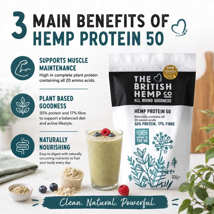 The British Hemp Co Hemp protein powder 50% - 500g image 4