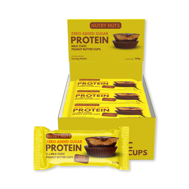 Nutry Nuts CUPS Milk compound with peanut filling - HIGH PROTEIN (2x21)g 12 Pack