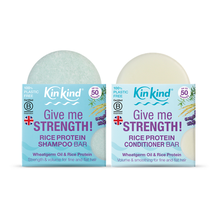 KinKind Give me STRENGTH! Rice Protein Shampoo and Conditioner Bar Set 90g
