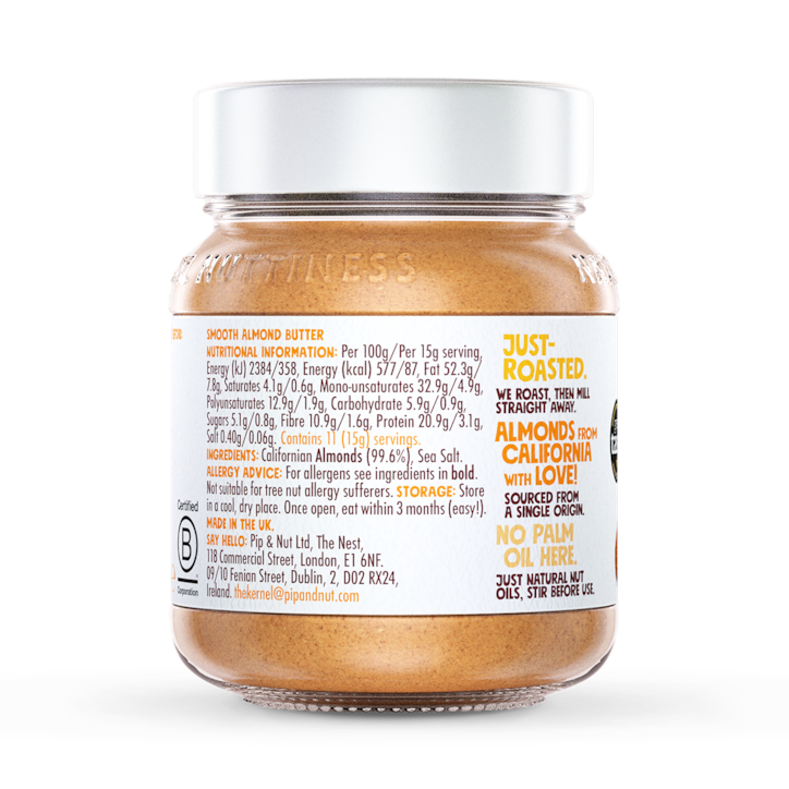 Pip & Nut Smooth Almond Butter 170g image 3