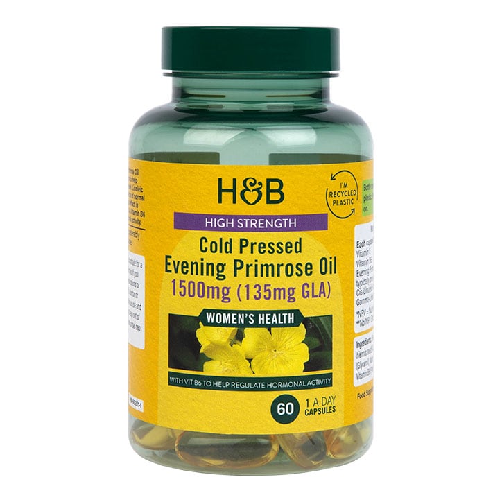 Holland & Barrett High Strength Cold Pressed Evening Primrose Oil 1500mg 60 Capsules-1
