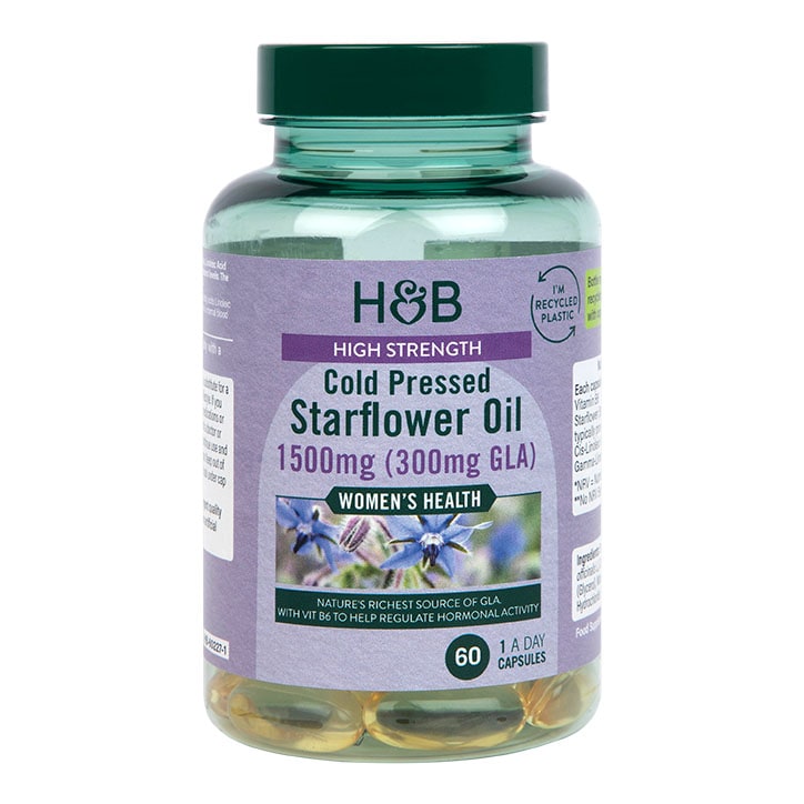 Holland & Barrett High Strength Cold Pressed Starflower Oil 1500mg 60 Capsules-1
