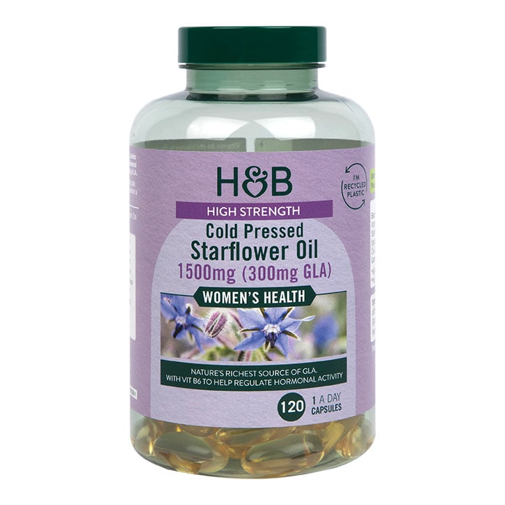 Holland & Barrett High Strength Cold Pressed Starflower Oil 1500mg 120 Capsules-1