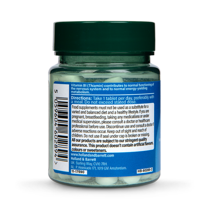 Holland & Barrett Vitamin B1 + Thiamine 100mg 120 Tablets image 2