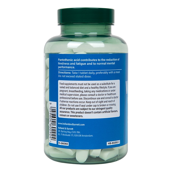 Holland & Barrett Slow Release Vitamin B5 + Panthothenic Acid 500mg 120 Tablets-2