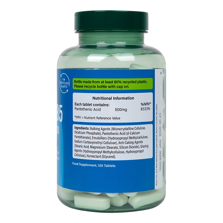 Holland & Barrett Slow Release Vitamin B5 + Panthothenic Acid 500mg 120 Tablets-3