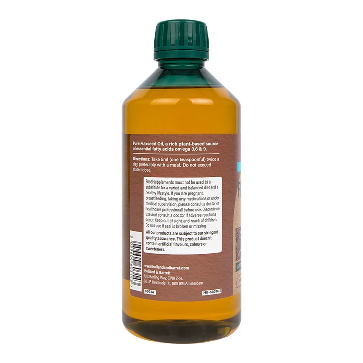 Holland & Barrett Vegan Super Strength Flaxseed Triple Omega 3-6-9 Oil 4660mg 500ml Liquid image 3