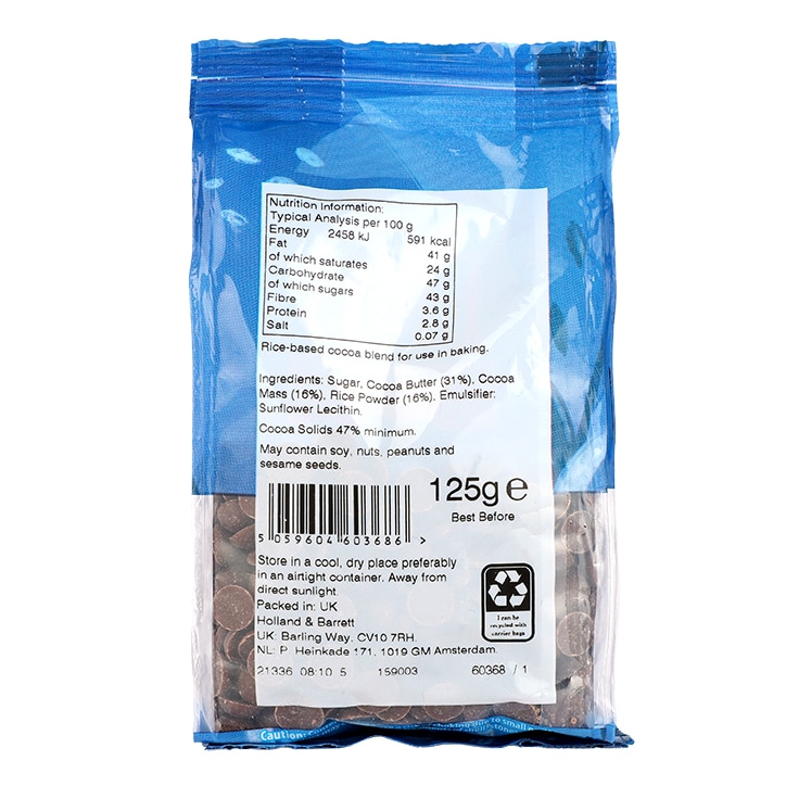 Holland & Barrett Vegan Rice Chocolate Drops 125g image 2