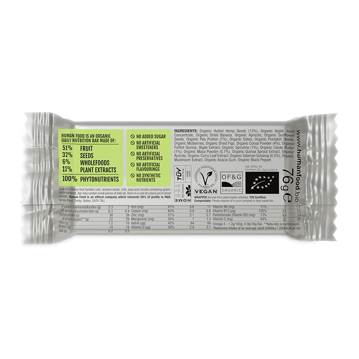 Human Food Spirulina Bar 76g image 2