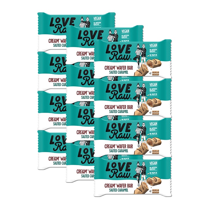 Love Raw Vegan Salted Caramel Wafer Bars Case 12 x 45g