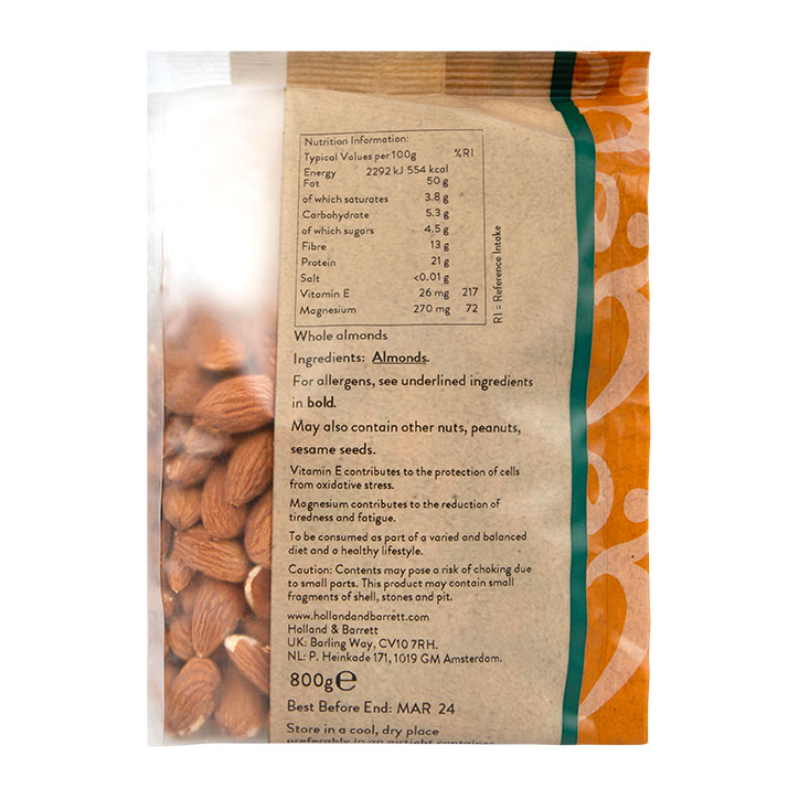 Holland & Barrett Natural Almonds Whole 800g image 2