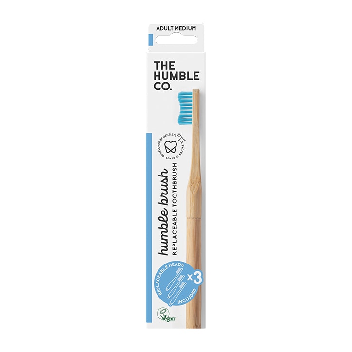 Humble Bamboo Adult Toothbrush with Replaceable Heads - Pack of 3 (Blue or Pink)-1