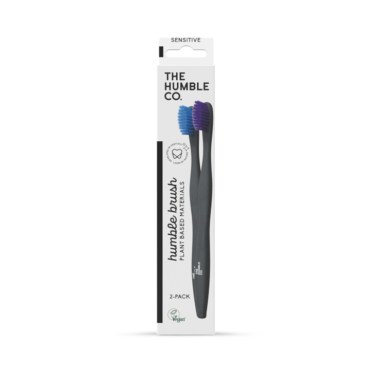 Humble Plant Based Sensitive Toothbrush - Pack of 2 (Blue/Purple or Black/White) image 1
