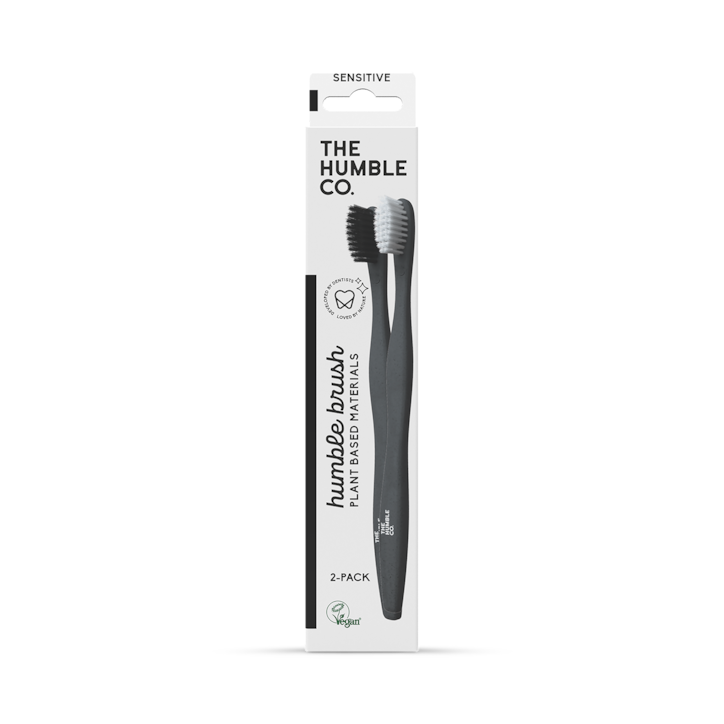 Humble Plant Based Sensitive Toothbrush - Pack of 2 (Blue/Purple or Black/White) image 2